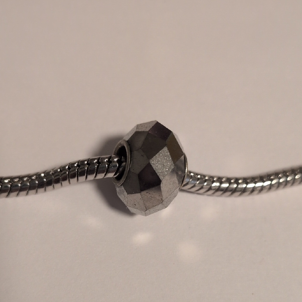 Silver Faceted Charm for Pandora Style‎ Bracelet